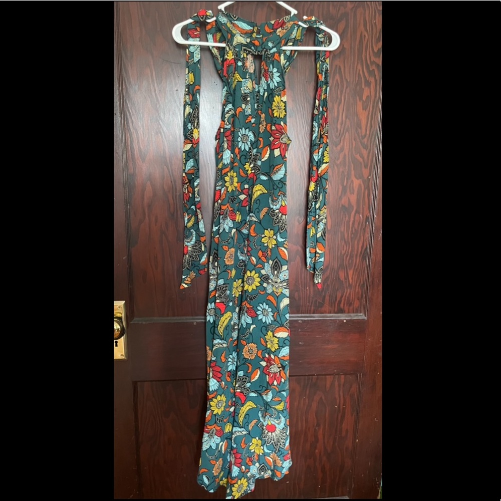Anthropologie Green Geneva Halter Wide Leg Boho Romper/Jumpsuit Small Like New!!